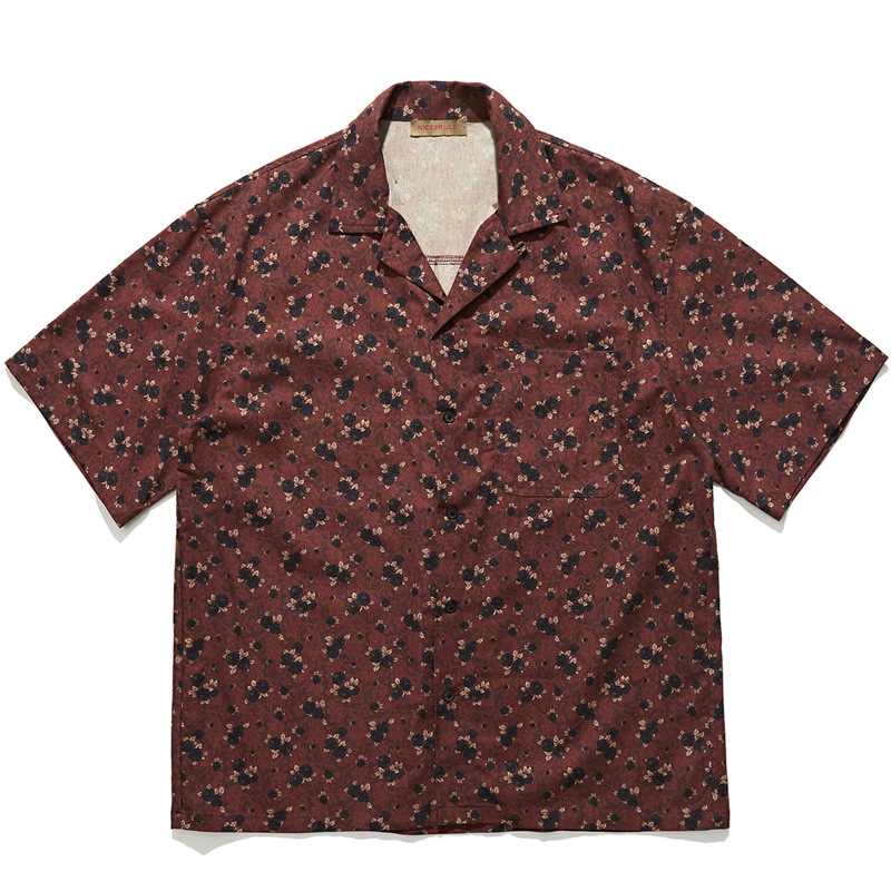 Vintage Hawaiian Floral Shirt - 일본 레트로 에스닉 스타일 쿠바 칼라
