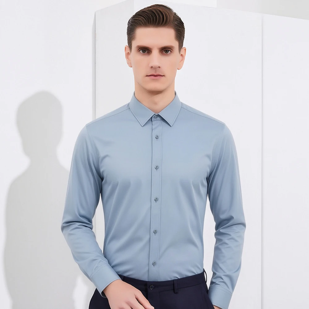 Breathable Bamboo Fiber Shirt Non Iron - 남성 비즈니스 노아이론 셔츠 4방향 스트레치