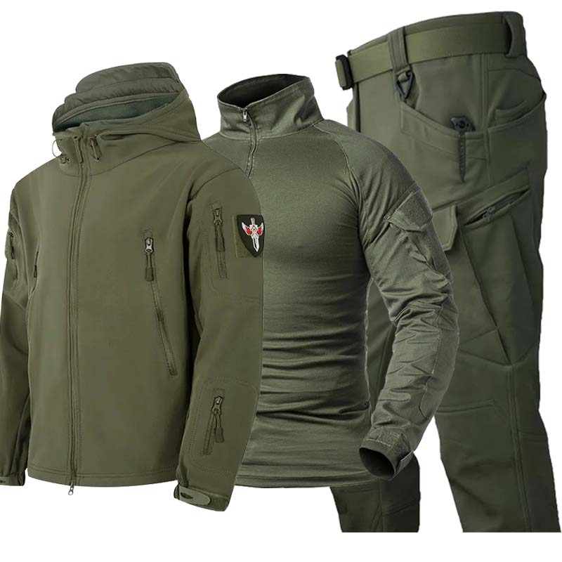 Tactical Military Shirt Cargo - 남성용 카모 패턴 전술복 세트 3종: