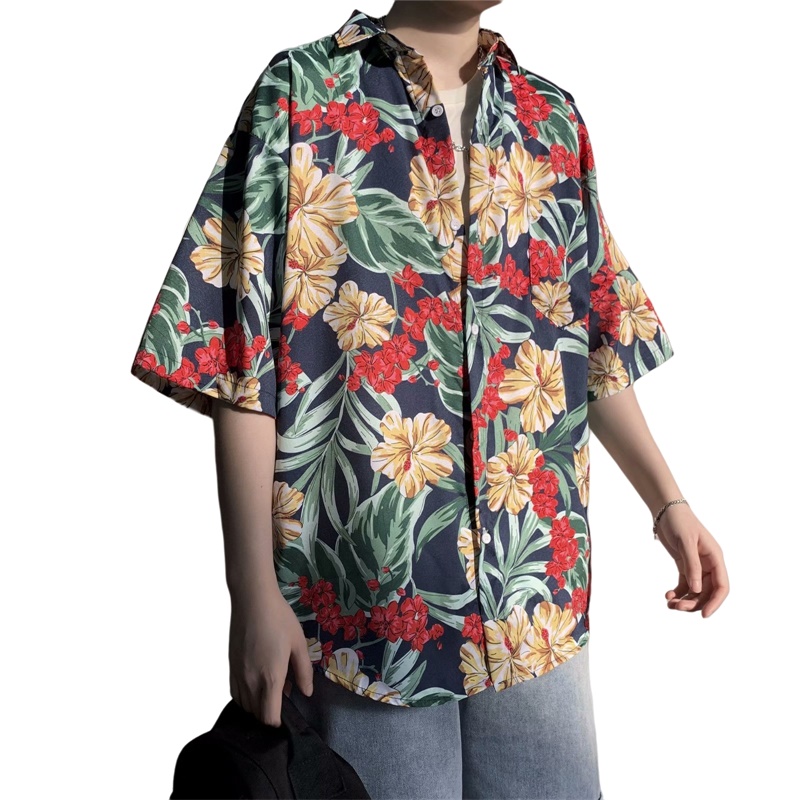 남성용 캐주얼 하와이안 레트로 꽃무늬 프린트 반팔 셔츠 - Vintage Hawaiian Floral Shirt 리뷰 및 가격