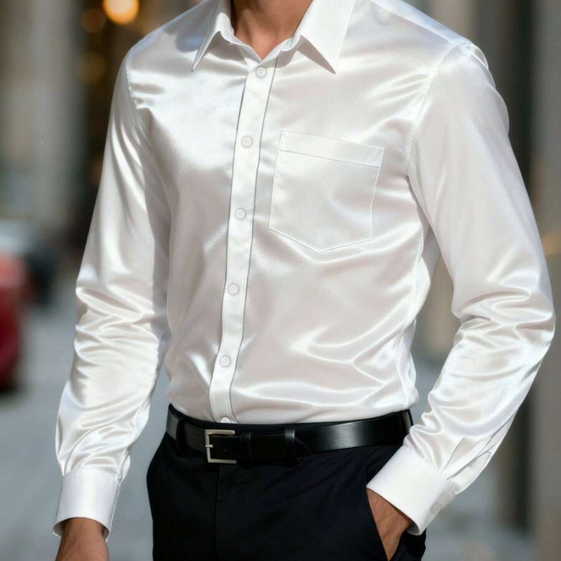 남성용 새틴 느낌 아이스 실크 드레스 셔츠 슬림핏 긴소 - Mens Satin Silk Dress Shirt 리뷰 및 가격