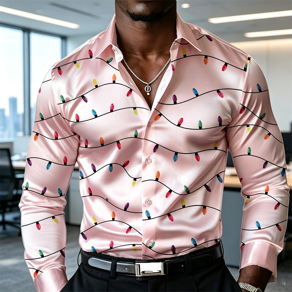 크리스마스 남성용 랜턴 셔츠 새틴 셔츠 버튼업 셔츠 긴 - Mens Satin Silk Dress Shirt 리뷰 및 가격